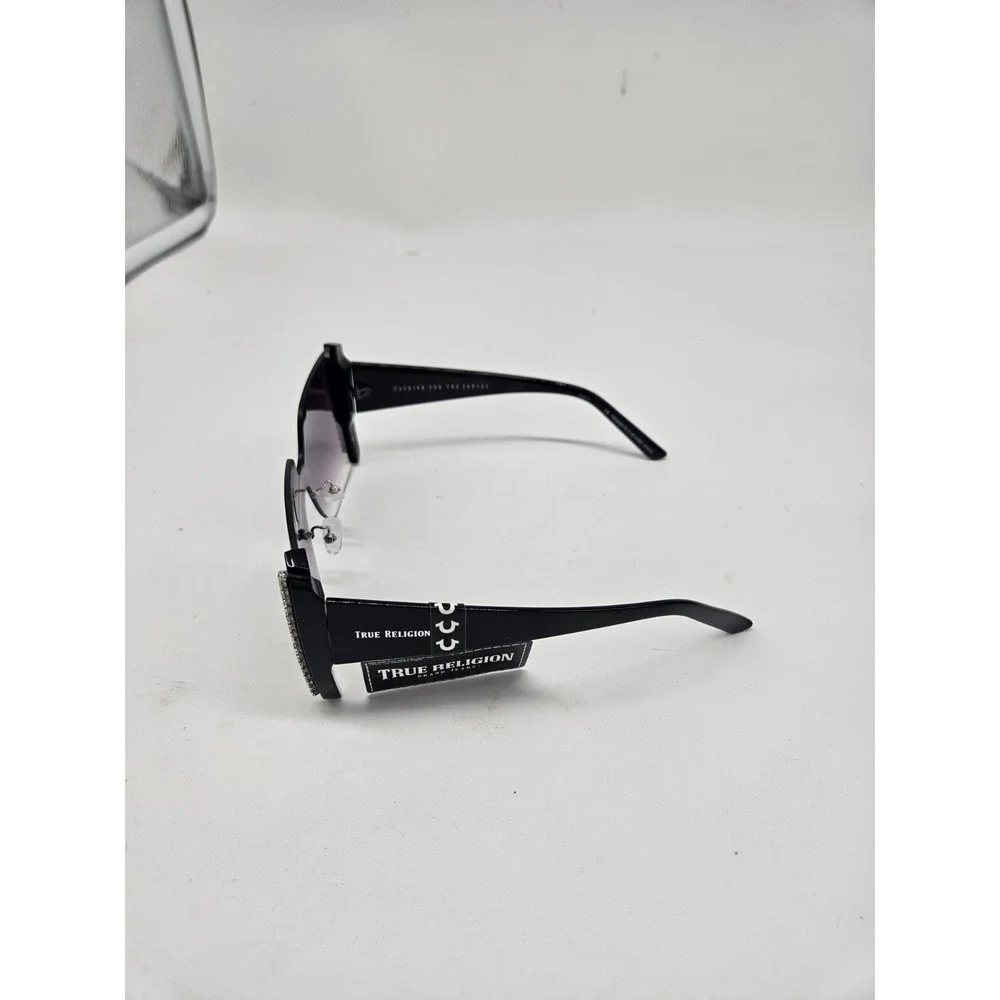 True Religion 100% UV Protection Sunglasses Black Frame W/ Jewel Sides NWT